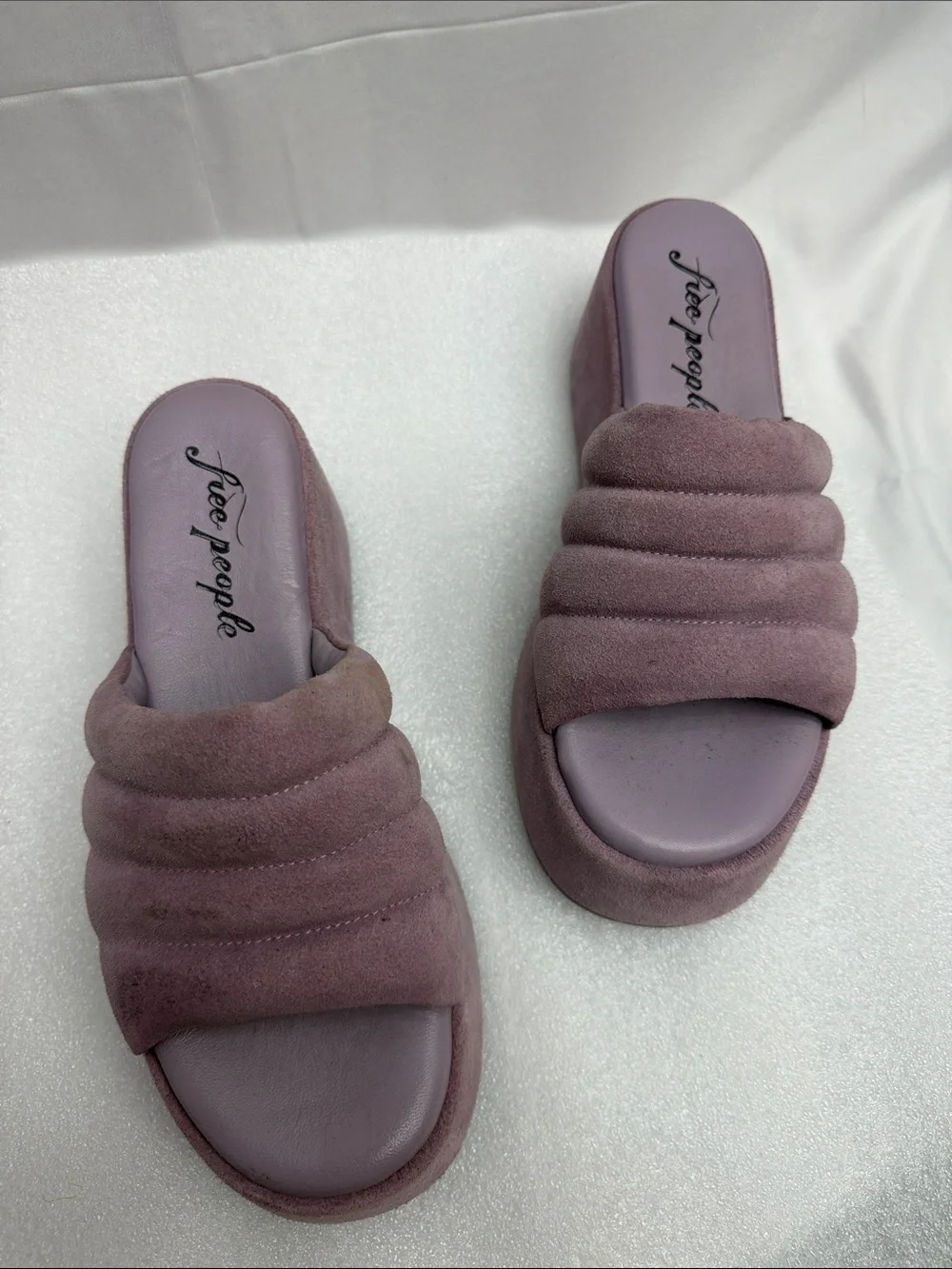 Free People Dusty Mauve Quilted Slide Mules